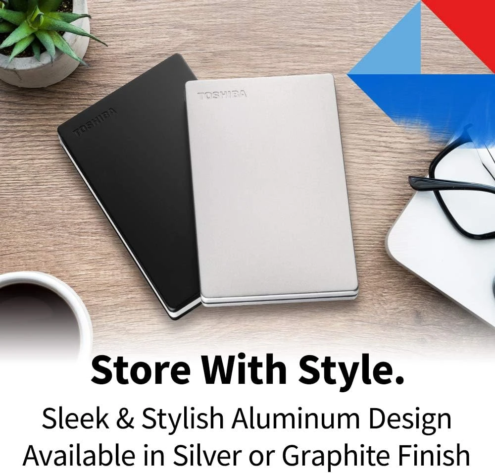 Toshiba Canvio Slim 2TB Portable External Hard Drive USB 3.0, Silver - HDTD320XS3EA 2 Toshiba Canvio Slim 2TB Portable External Hard Drive USB 3.0, Silver - HDTD320XS3EA - Image 2