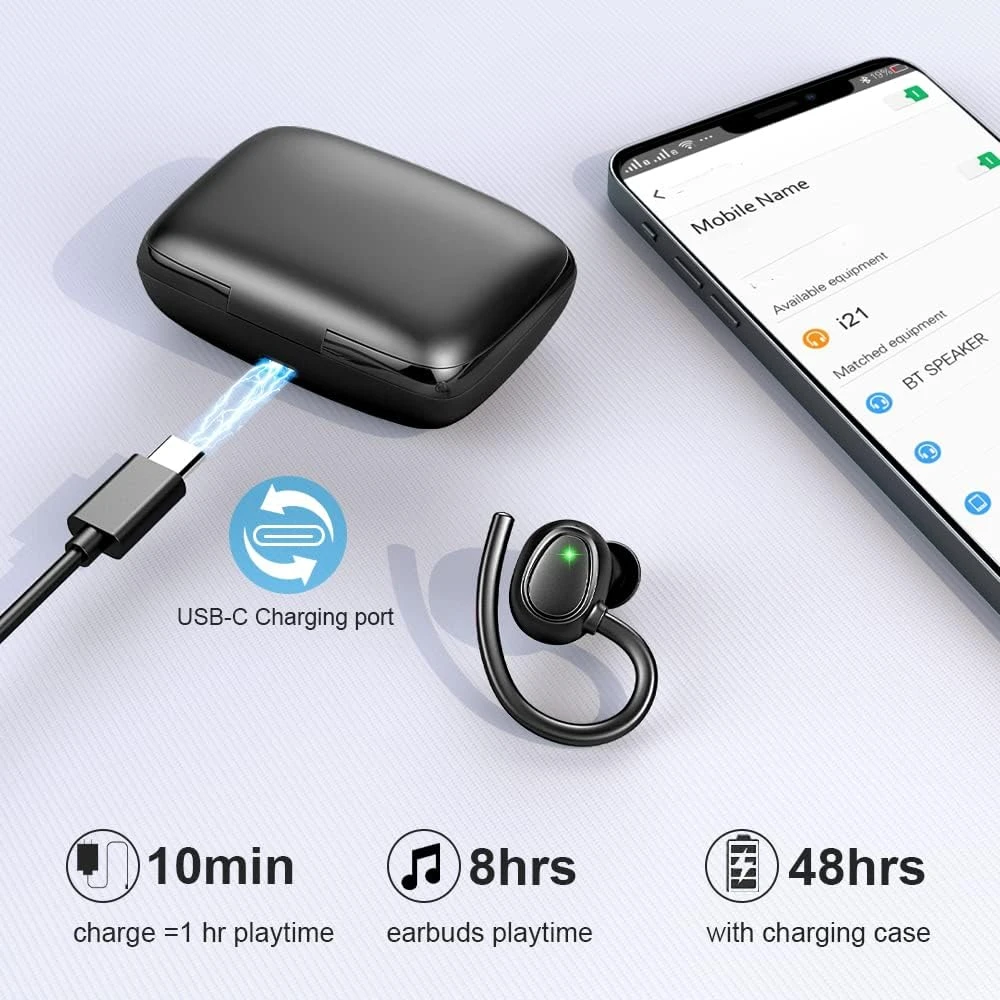 Wireless Earbud NEW Bluetooth 5.3 Headphones Sport Earphones 48H Playtime Ear Buds With ENC Mic LED Display, Stereo Noise Cancelling Earbud Over-Ear Buds Earhook IP7 Waterproof Headset For Running Gym 6 Wireless Earbud NEW Bluetooth 5.3 Headphones Sport Earphones 48H Playtime Ear Buds With ENC Mic LED Display, Stereo Noise Cancelling Earbud Over-Ear Buds Earhook IP7 Waterproof Headset For Running Gym - Image 6