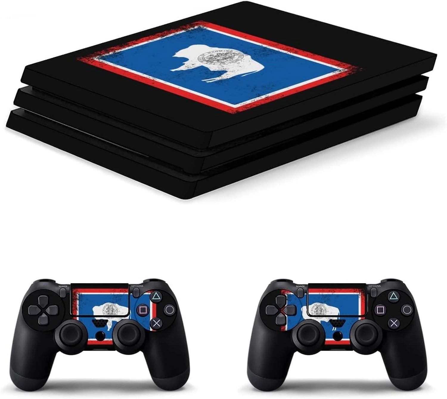 Vintage Wyoming State Flag Sticker Skin For PS-4 Slim Console And Controller Full Wrap Skin Protector Cover Compatible With PS-4 Pro 6 Vintage Wyoming State Flag Sticker Skin For PS-4 Slim Console And Controller Full Wrap Skin Protector Cover Compatible With PS-4 Pro - Image 6