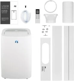 JHS 3-in-1 14,000 BTU Portable Air Conditioner With Dehumidifer, Fan, And Remote Control For Rooms Up To 550 Sq.Ft With LED Display, 24H Timer, And Wheels In White -Appliantrix Cheap Store 61MkcBosAEL. AC SL1500