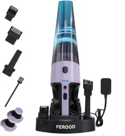FEROOD Hand Held Vacuum Cordless Rechargeable,Small Car Vacuum Cleaner High Power 9000PA,Wireless Mini Cordless Car Vacuum,Portable Handheld Vacuum With Charging Base LED, 2 Filters