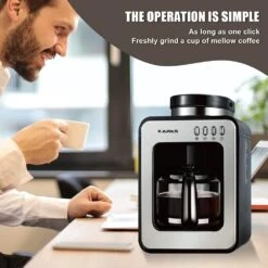 KAPAS Mini Automatic Coffee Machine With Grinding Function, Programmable Timer Mode And Keep Warm Plate, 0.6L Capacity, 600W -Appliantrix Cheap Store 61ORc1wLycL. AC SL1000