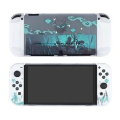 Eamily GenshinImpact Xiao Case Compatible With Nintendo Switch OLED, Dockable Case Cover, Ergonomic Soft TPU Grip Case For Joycon, Sparkle Skin Set