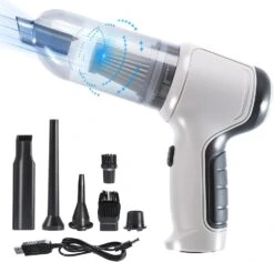 SJ_PAL Handheld Vacuum Cleaner, Portable Car Vacuum Cleaner 9000PA Suction, Mini Cordless Handheld Vacuum Rechargeable Wet & Dry Vacuum Wih 5 Brush Heads