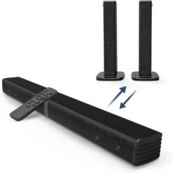 Bluetooth Sound Bars For TV With Dual Subwoofer, 2023 Upgrade 2.2CH Home Theater Audio Detachable Sound Speaker System&10 DSP, HDMI/Optical/Aux/USB Soundbar, 2 In 1 Surround & Wall Mountable 32 Inch