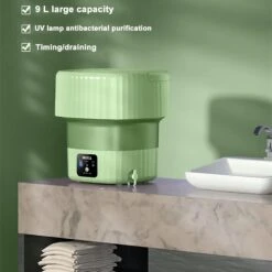 Portable Washing Machine, 9l Large Capacity, Foldable Washing Machine Suitable For Washing Small Clothes, Baby Clothes, Underwear, Socks, Pet Supplies, Apartments, Camping, Rv Travel Laundry- Green -Appliantrix Cheap Store 61QCSPeTZL. AC SL1500