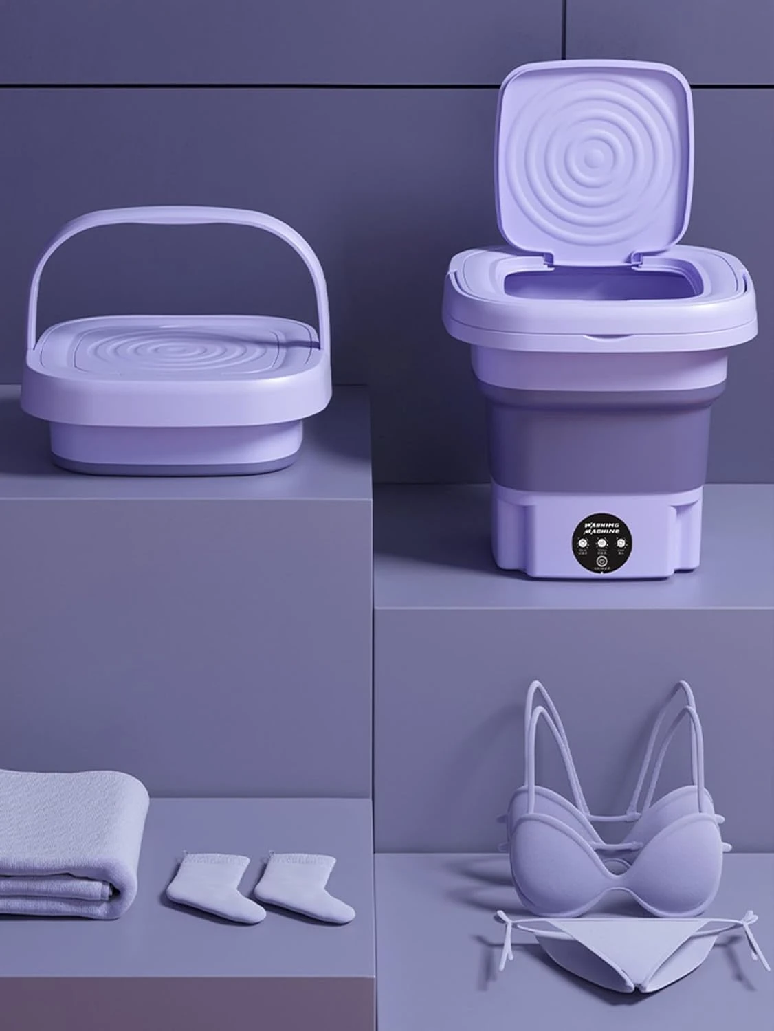 Wakatipu Foldable Washing Machine, 8L High Capacity Mini Washer, With 3 Modes Deep Cleaning,Half Automatic Small Washer For Baby Clothes Underwear Or Small Items,RV Travel Laundry (ABS Purple) 5 Wakatipu Foldable Washing Machine, 8L High Capacity Mini Washer, With 3 Modes Deep Cleaning,Half Automatic Small Washer For Baby Clothes Underwear Or Small Items,RV Travel Laundry (ABS Purple) - Image 5