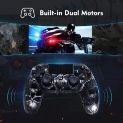 Wireless Controller For PS4,Black Ghost Style High Performance Double Vibration Controller Compatible With Playstation 4 /Pro/Slim/PC With Sensitive Touch Pad,Audio Function, Mini LED Indicator -Appliantrix Cheap Store 61R7a5u5M2L. SL1000