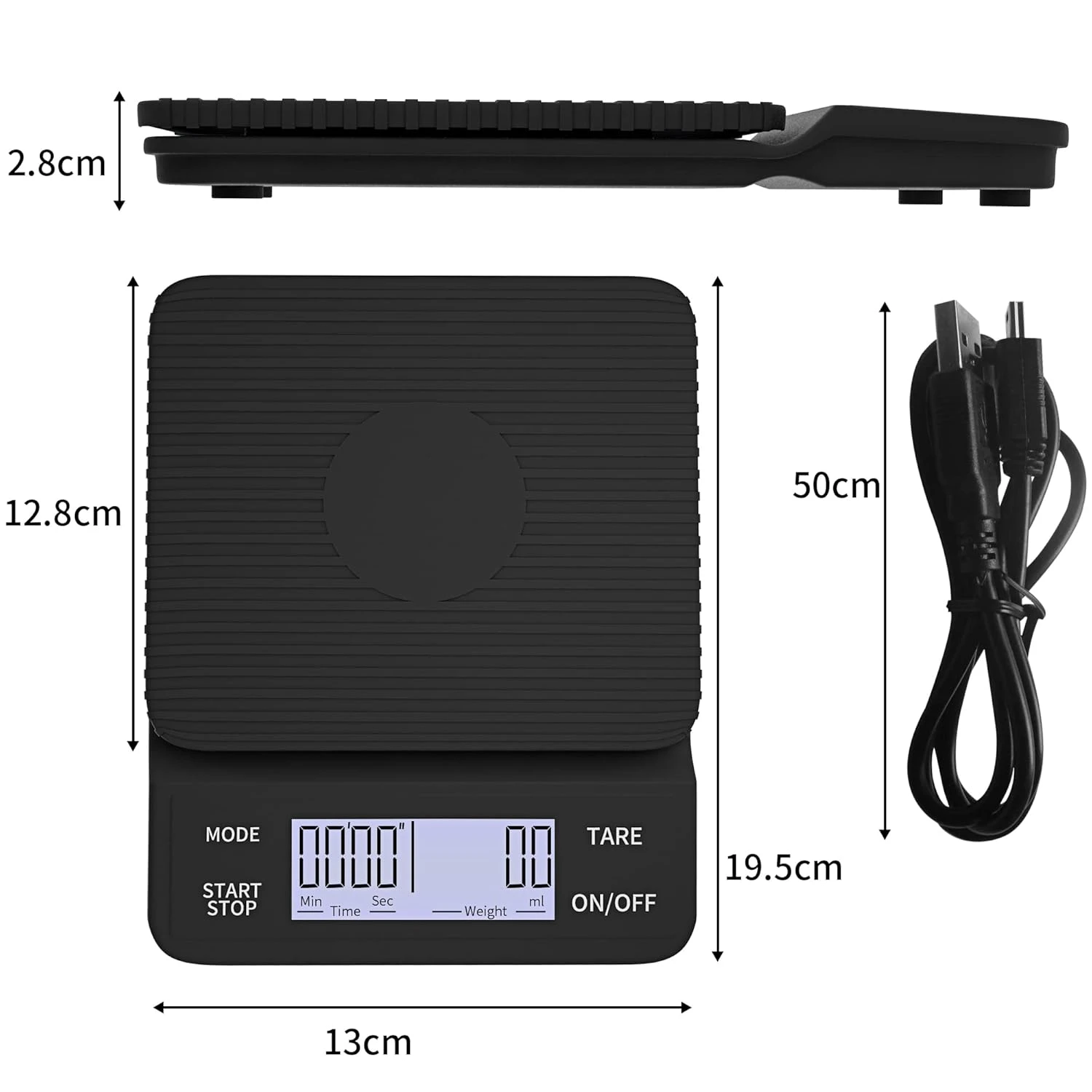 Coffee Scale With Timer, 0.1g/3kg USB Rechargeable, Two Timing Modes, Sound Alarm, Pour Over Drip Espresso Scale, Digital Scale For Baking And Cooking 7 Coffee Scale With Timer, 0.1g/3kg USB Rechargeable, Two Timing Modes, Sound Alarm, Pour Over Drip Espresso Scale, Digital Scale For Baking And Cooking - Image 7