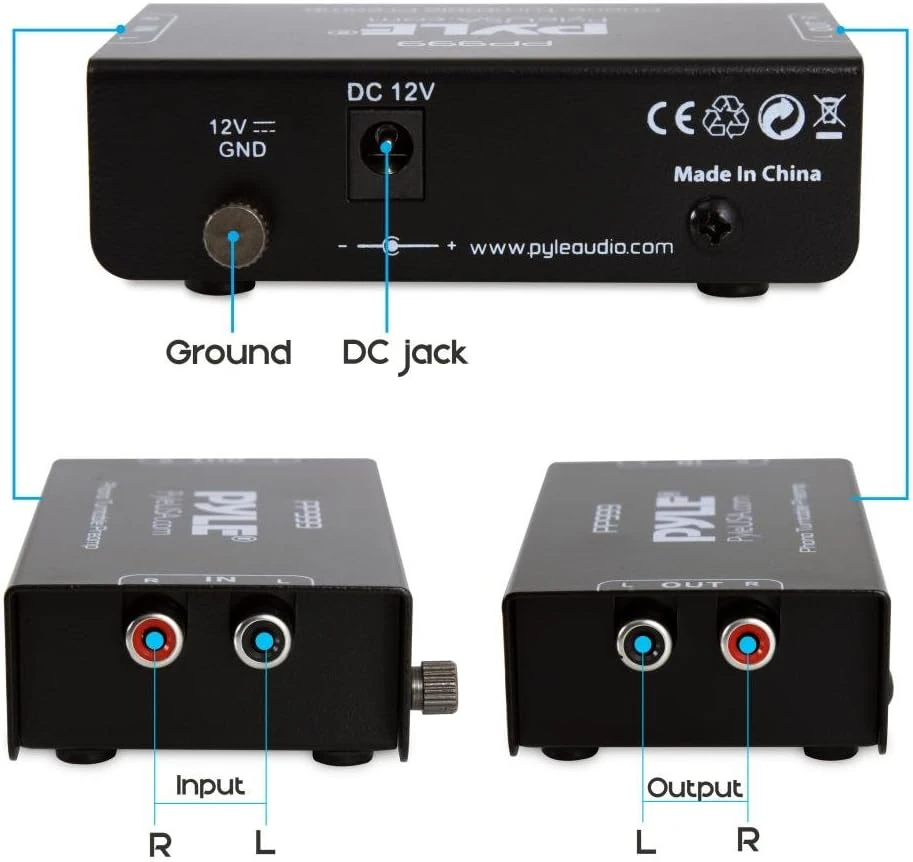 Pyle Phono Turntable Preamp - Mini Electronic Audio Stereo Phonograph Preamplifier With RCA Input, RCA Output & Low Noise Operation Powered By 12 Volt DC Adapter - PP999 , Black 2 Pyle Phono Turntable Preamp - Mini Electronic Audio Stereo Phonograph Preamplifier With RCA Input, RCA Output & Low Noise Operation Powered By 12 Volt DC Adapter - PP999 , Black - Image 2