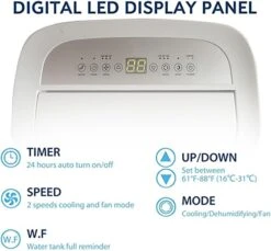 JHS 3-in-1 14,000 BTU Portable Air Conditioner With Dehumidifer, Fan, And Remote Control For Rooms Up To 550 Sq.Ft With LED Display, 24H Timer, And Wheels In White -Appliantrix Cheap Store 61TbOmSmNL. AC SL1500