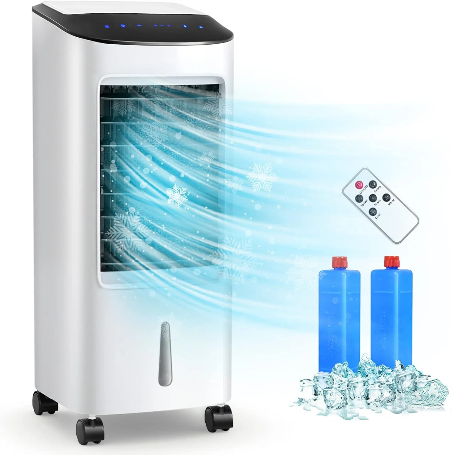 PETSITE Evaporative Air Cooler, Cold Air Cooling Fan With Remote Control, 3 Modes, 3 Speeds, 2 Ice Packs, 7.5H Timer, Portable Air Conditioner Windowless, Personal Swamp Cooler For Bedroom Home Dorm 1 PETSITE Evaporative Air Cooler, Cold Air Cooling Fan With Remote Control, 3 Modes, 3 Speeds, 2 Ice Packs, 7.5H Timer, Portable Air Conditioner Windowless, Personal Swamp Cooler For Bedroom Home Dorm