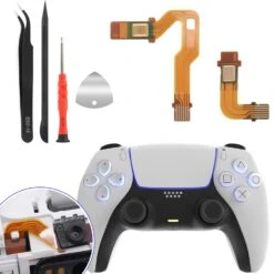 YWLRONG PS5 Microphone Flex Cable For Sony Playstation 5 PS5 BDM-010 Handle Inner Mic Ribbon Cable Controller Replacement With Tools(Lelf And Right)