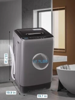 KRIB BLING 17.7 Lbs Full Automatic Washing Machine With LED Display Compact Washing Machine With Drain Dump, 10 Wash Programs And 8 Water Levels Ideal For Dorms, Apartments, RV, Grey -Appliantrix Cheap Store 61UPo1gr9XL. AC SL1500