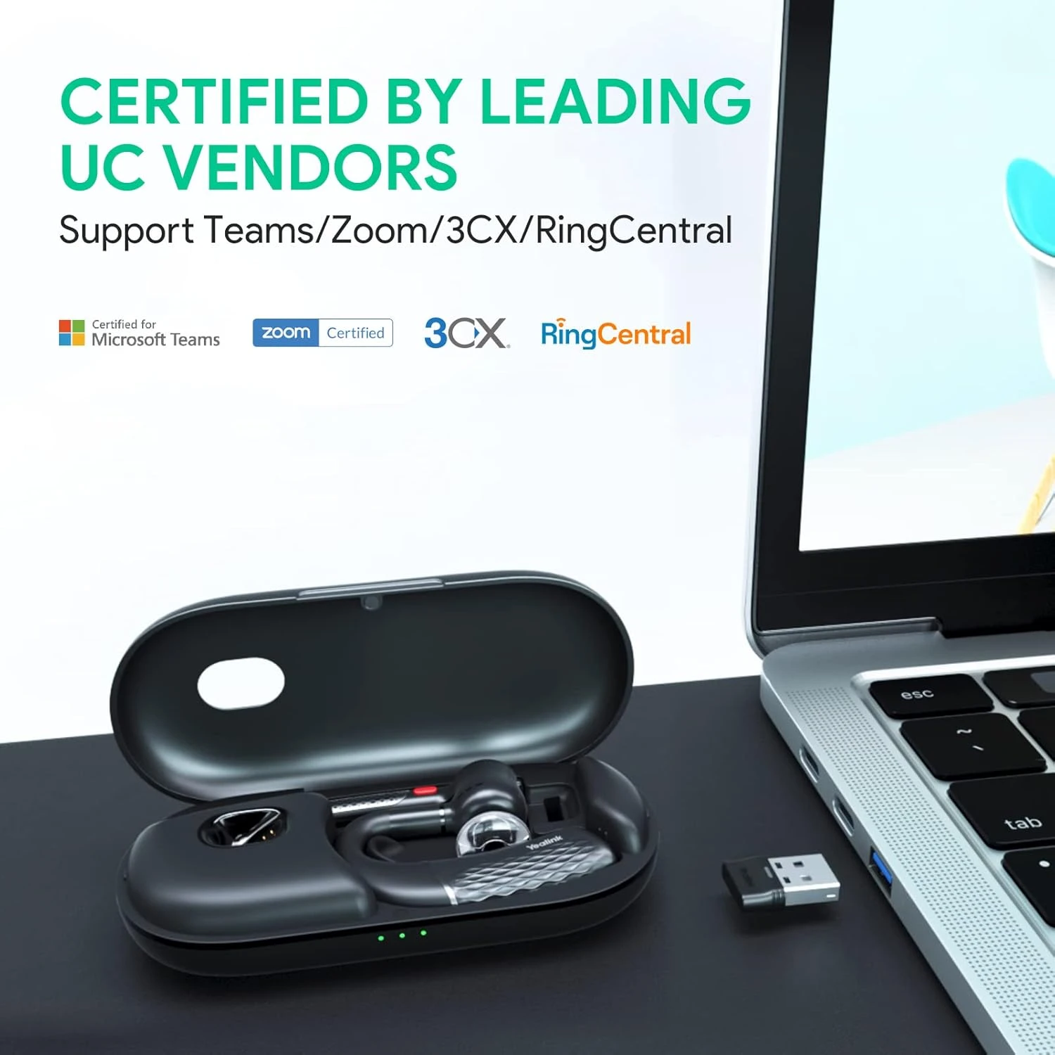Yealink BH71 Pro Bluetooth Headset Teams Certified, Bluetooth Earpiece With Noise Canceling Mic, Wireless Single Ear Headset With Charging Case, Connect Mobile/Mac/PC(USB-A Bluetooth Adapter Included) 2 Yealink BH71 Pro Bluetooth Headset Teams Certified, Bluetooth Earpiece With Noise Canceling Mic, Wireless Single Ear Headset With Charging Case, Connect Mobile/Mac/PC(USB-A Bluetooth Adapter Included) - Image 2
