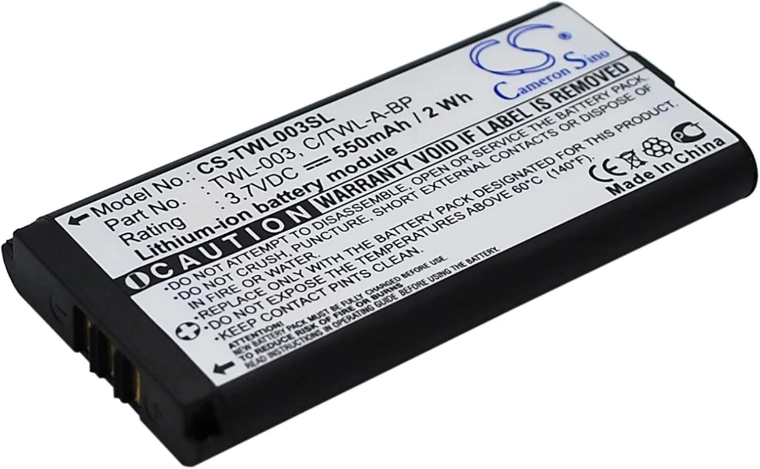 Cameron Sino Battery For Nintendo DSi, NDSi, NDSiL PN:Nintendo C/TWL-A-BP, TWL-003 550mAh / 2.04Wh 3 Cameron Sino Battery For Nintendo DSi, NDSi, NDSiL PN:Nintendo C/TWL-A-BP, TWL-003 550mAh / 2.04Wh - Image 3