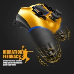 AceGamer Wireless Controller For PS4, Custom Basketball Design V2 Gamepad Joystick For PS4 With Non-Slip Grip Of Both Sides And 3.5mm Audio Jack! Thumb Caps Included! (Dark-Gold Basketball) -Appliantrix Cheap Store 61Vx3e3nR2L. SL1000