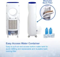 Evaporative Portable Air Cooler Tower Fan With Ice Packs, 3 Speeds, Low Noise, Bladeless Design And Remote -Appliantrix Cheap Store 61WZvaDcM L. AC SL1500