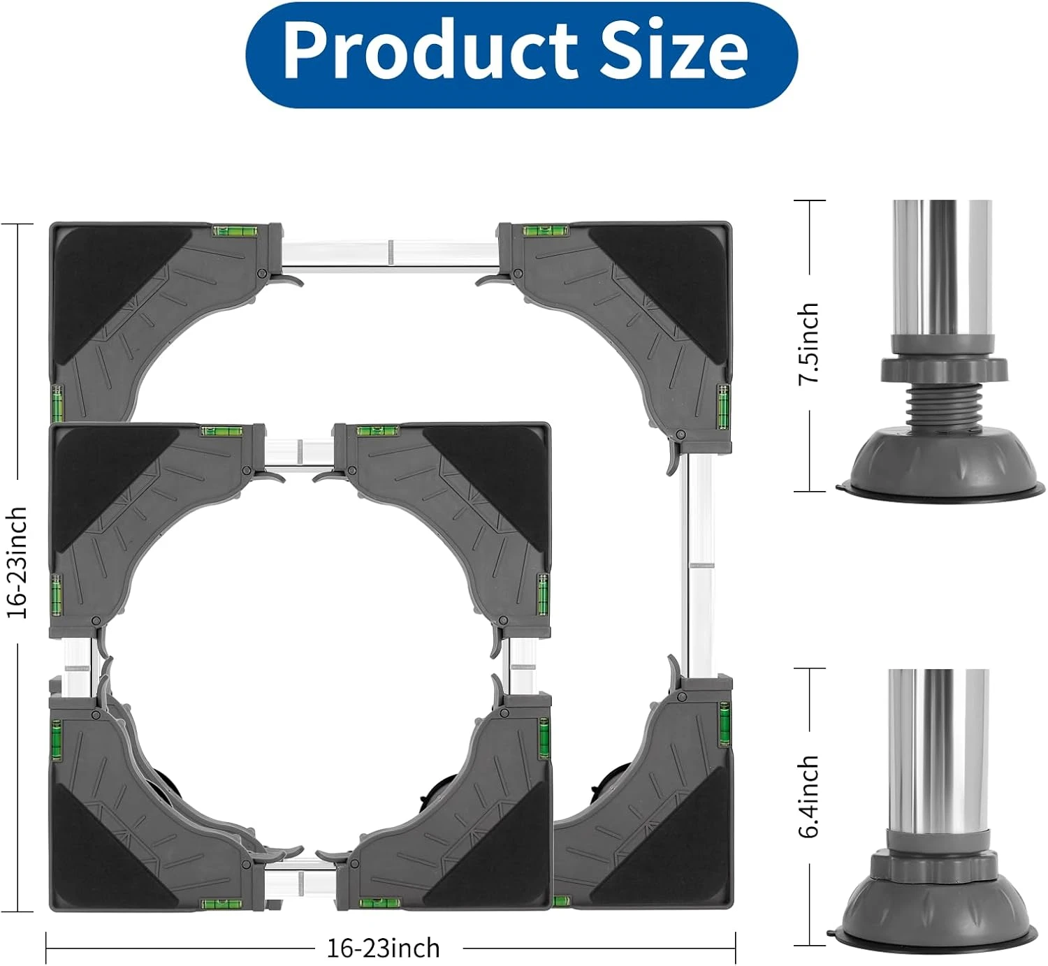 WBD WEIBIDA Mini Fridge Stand Height 7"-8.4" Universal Washer And Dryer Pedestal Adjustable Refrigerator Stand With 4 Upgraded Feet Heavy Duty Washing Machine Platform Fridge Holder For Dorm Appliance 6 WBD WEIBIDA Mini Fridge Stand Height 7"-8.4" Universal Washer And Dryer Pedestal Adjustable Refrigerator Stand With 4 Upgraded Feet Heavy Duty Washing Machine Platform Fridge Holder For Dorm Appliance - Image 6