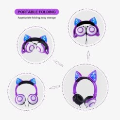 Esonstyle Kids Headphones Over Ear With LED Glowing Ears Wired Kids Headsets 85dB Volume Limited 3.5mm Cute Girls Headphones For Online Learning/School/Travel/Tablet -Appliantrix Cheap Store 61XeOhr 0vL. AC SL1000