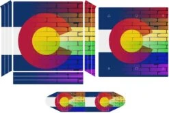 Gay Rainbow Wall Colorado Flag Sticker Skin For PS-4 Slim Console And Controller Full Wrap Skin Protector Cover Compatible With PS-4 Pro