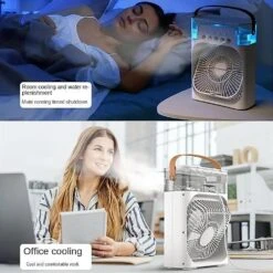 Mini Frost Fan, Mini Portable Air Conditioner Fan, Personal Desk Misting Humidifier Fan,Mini Fan Portable, Mini Air Conditioners Evaporative Air Cooler Rechargeable Fans (White) -Appliantrix Cheap Store 61Ym9NM6DL. AC US1000