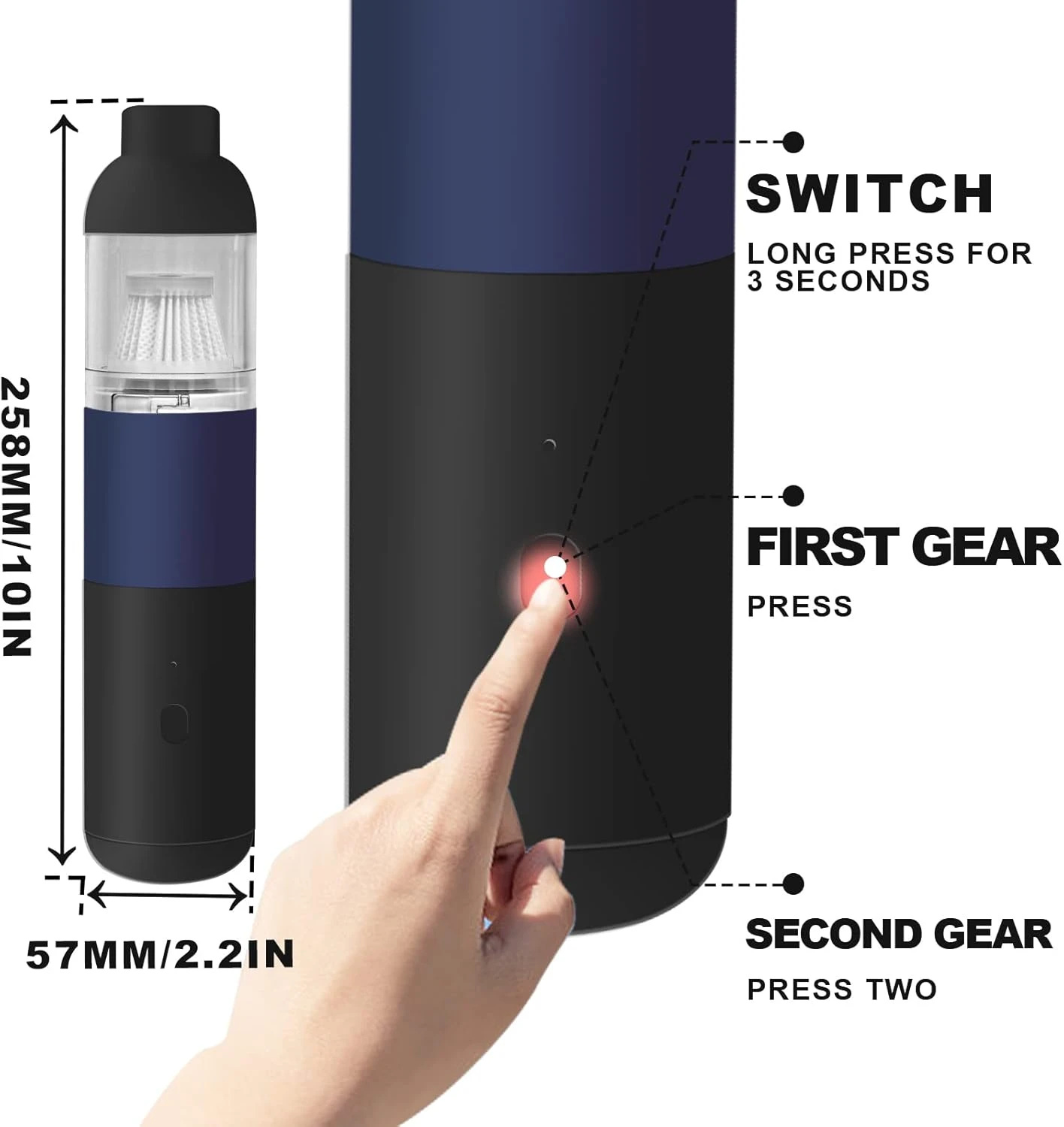 Imireux Small Handheld Car Vacuum Cordless, 2-Speed Powerful Portable Handheld Vacuum Cleaner For Car, Home & Office Pets Hair Cat Litter Cleaning (Bule) 2 Imireux Small Handheld Car Vacuum Cordless, 2-Speed Powerful Portable Handheld Vacuum Cleaner For Car, Home & Office Pets Hair Cat Litter Cleaning (Bule) - Image 2