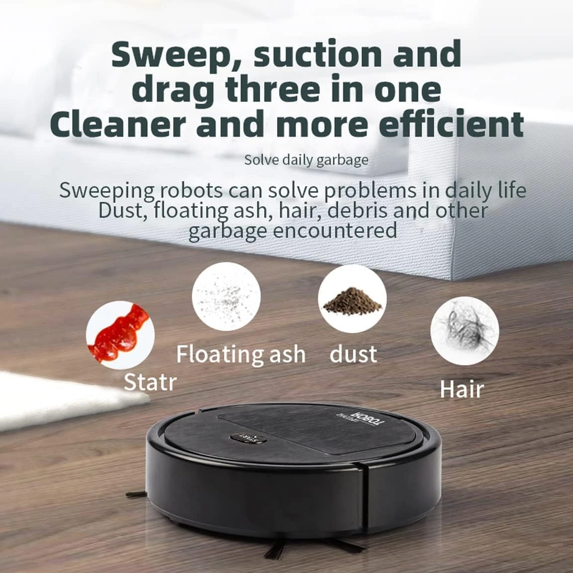 Automatic Robot Vacuum Cleaner - Rechargeable Household Robot Vacuum Cleaner Smart Sweeping Mopping Robot Easy Operation Robotic Vacuums Floor Cleaning Machine-Black 4 Automatic Robot Vacuum Cleaner - Rechargeable Household Robot Vacuum Cleaner Smart Sweeping Mopping Robot Easy Operation Robotic Vacuums Floor Cleaning Machine-Black - Image 4