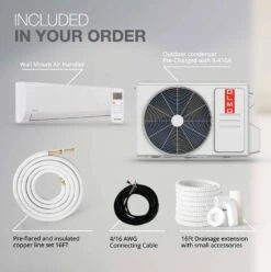 OLMO Alpic 12,000 BTU, 110/120V, 17.4 SEER2, Pre-charged Ductless Mini Split Air Conditioner With Heat Pump Including 16ft Installation Kit -Appliantrix Cheap Store 61ZwgWPGEyL. AC SL1473
