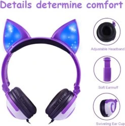 Esonstyle Kids Headphones Over Ear With LED Glowing Ears Wired Kids Headsets 85dB Volume Limited 3.5mm Cute Girls Headphones For Online Learning/School/Travel/Tablet -Appliantrix Cheap Store 61atzf49uML. AC SL1000