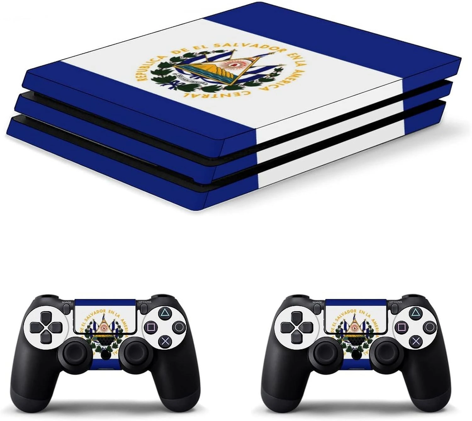 El Salvador Flag Sticker Skin For PS-4 Slim Console And Controller Full Wrap Skin Protector Cover Compatible With PS-4 Pro 6 El Salvador Flag Sticker Skin For PS-4 Slim Console And Controller Full Wrap Skin Protector Cover Compatible With PS-4 Pro - Image 6