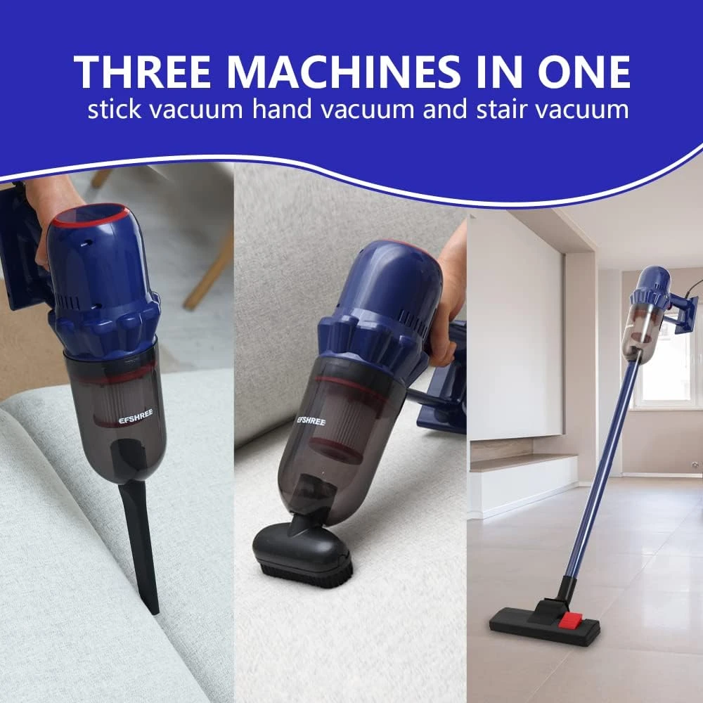EFSHREE Vacuum Cleaner, Corded Stick Handheld Vacuums 17KPA Powerful Suction 600W Motor, Lightweight Vacuum Cleaners For Pet Hair Floor & Carpet (Navy) 3 EFSHREE Vacuum Cleaner, Corded Stick Handheld Vacuums 17KPA Powerful Suction 600W Motor, Lightweight Vacuum Cleaners For Pet Hair Floor & Carpet (Navy) - Image 3