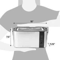 Elite Gourmet ECT-3100 Long Slot 4 Slice Toaster, Reheat, 6 Toast Settings, Defrost, Cancel Functions, Built-in Warming Rack, Extra Wide Slots For Bagels & Waffles, Stainless Steel & Black -Appliantrix Cheap Store 61emGSJjysL. AC SL1500