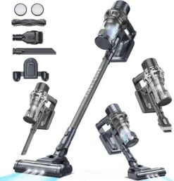 FirstLove Cordless Vacuum Cleaner - 200W High Suction Stick Vacuum With Up To 45 Minutes Of Runtimem, Lightweight Cordless Vacuum For Hardwood Floor, Carpets And Pet Hair - Grey