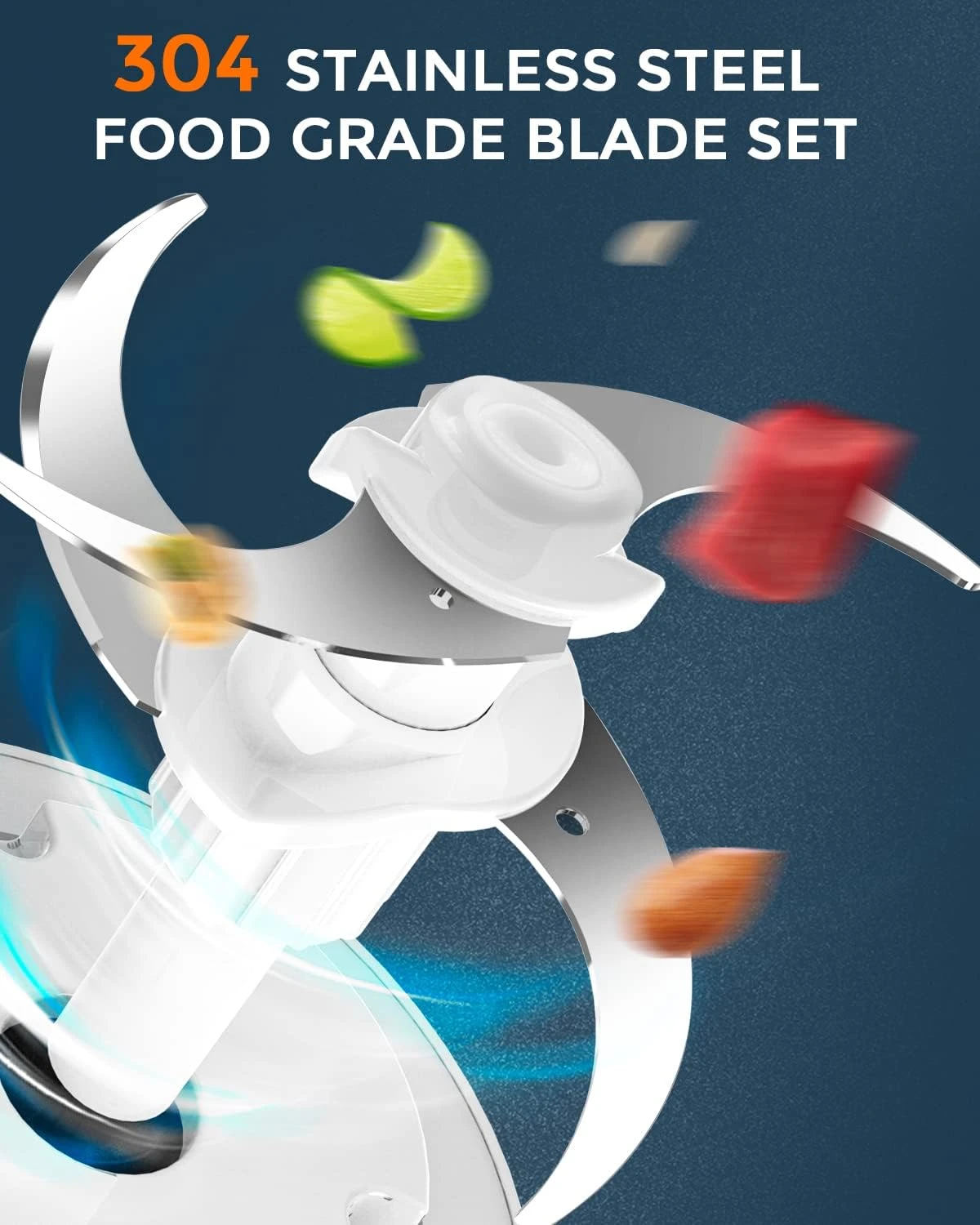 Syvio Food Processors With 2 Bowls, Meat Grinder 4 Bi-Level Blades, Mini Electric Food Chopper 400W, For Baby Food, Meat, Onion, Vegetables, 2 Speed, 8 Cup And 5 Cup 5 Syvio Food Processors With 2 Bowls, Meat Grinder 4 Bi-Level Blades, Mini Electric Food Chopper 400W, For Baby Food, Meat, Onion, Vegetables, 2 Speed, 8 Cup And 5 Cup - Image 5