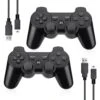 TESSGO PS3 Controller 2 Pack Compatible With PS-3, Rechargeable Game Wireless Controller With Upgraded Joystick For PlayStation 3