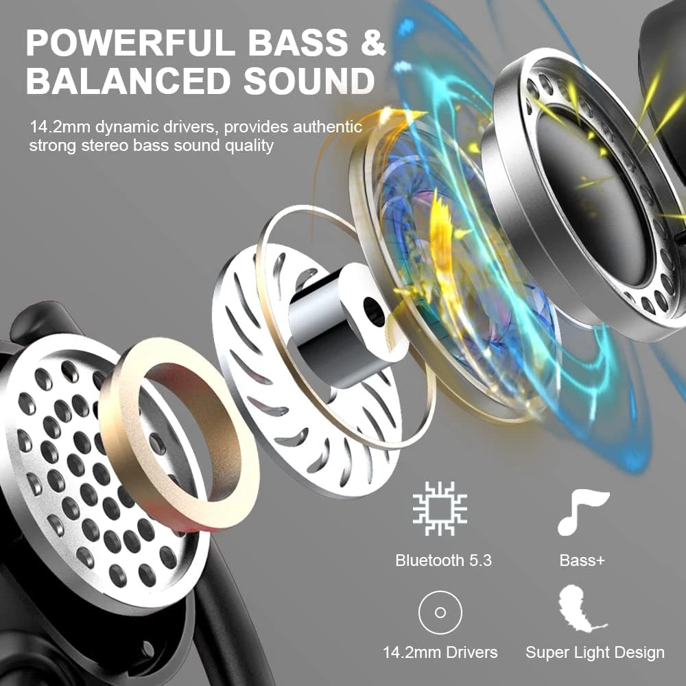 Wireless Earbud NEW Bluetooth 5.3 Headphones Sport Earphones 48H Playtime Ear Buds With ENC Mic LED Display, Stereo Noise Cancelling Earbud Over-Ear Buds Earhook IP7 Waterproof Headset For Running Gym 2 Wireless Earbud NEW Bluetooth 5.3 Headphones Sport Earphones 48H Playtime Ear Buds With ENC Mic LED Display, Stereo Noise Cancelling Earbud Over-Ear Buds Earhook IP7 Waterproof Headset For Running Gym - Image 2