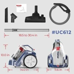PINETAN Bagless Cyclone Canister Vacuum Cleaner, With Cyclone Filtration, Lightweight Design & Powerful Suction, Multi-Surface Cleaning Nozzle And Automatic Cord Rewind - Ocean Blue, UC612 13 PINETAN Bagless Cyclone Canister Vacuum Cleaner, With Cyclone Filtration, Lightweight Design & Powerful Suction, Multi-Surface Cleaning Nozzle And Automatic Cord Rewind - Ocean Blue, UC612 -Appliantrix Cheap Store 61it3UxiL6L. AC SL1500