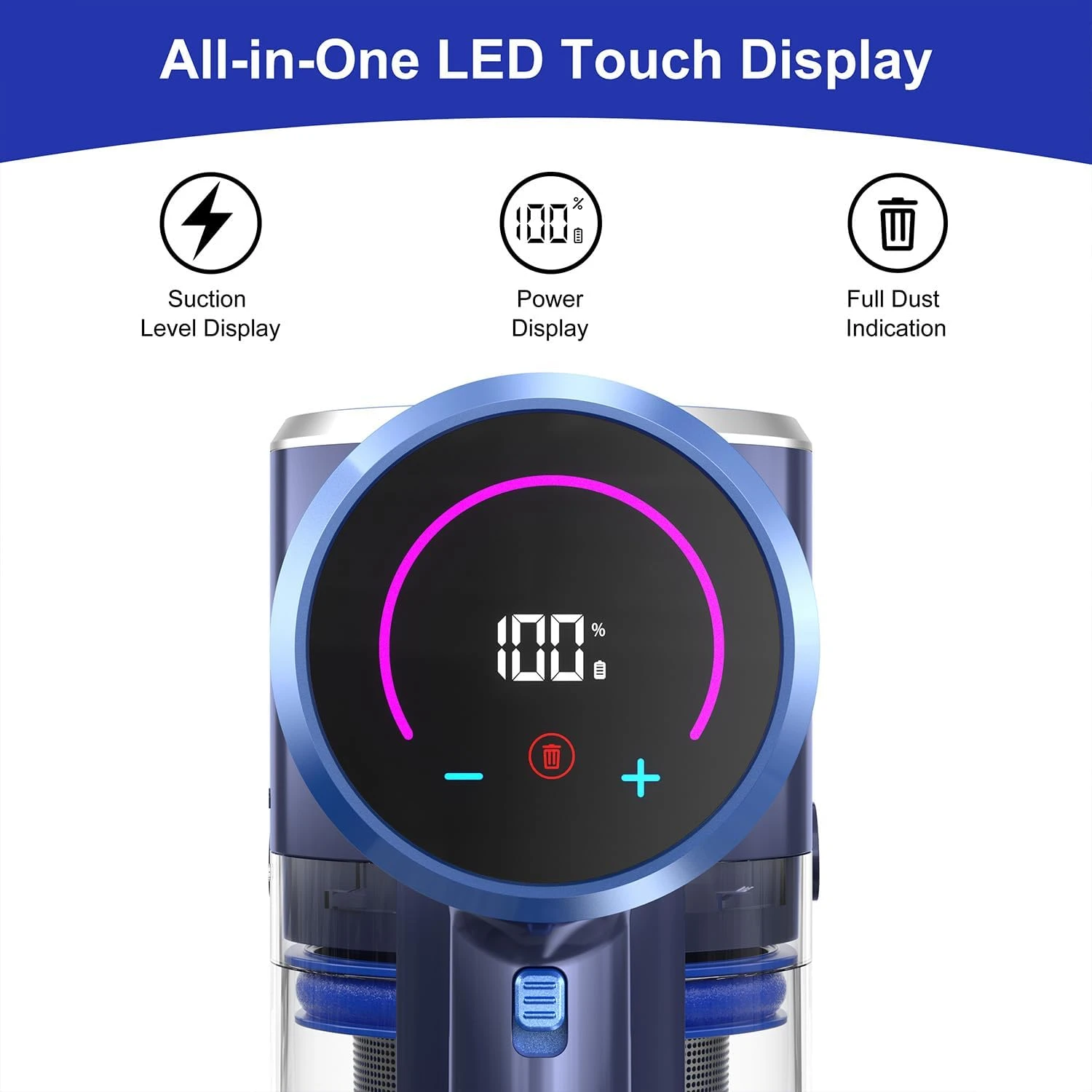 PRETTYCARE Cordless Vacuum Cleaner, 30Kpa Powerful Stick Vacuum With Brushless Motor, LED Touch Display, 45 Min Long Runtime Detachable Battery, Self-Standing Lightweight Vacuum, P3 5 PRETTYCARE Cordless Vacuum Cleaner, 30Kpa Powerful Stick Vacuum With Brushless Motor, LED Touch Display, 45 Min Long Runtime Detachable Battery, Self-Standing Lightweight Vacuum, P3 - Image 5