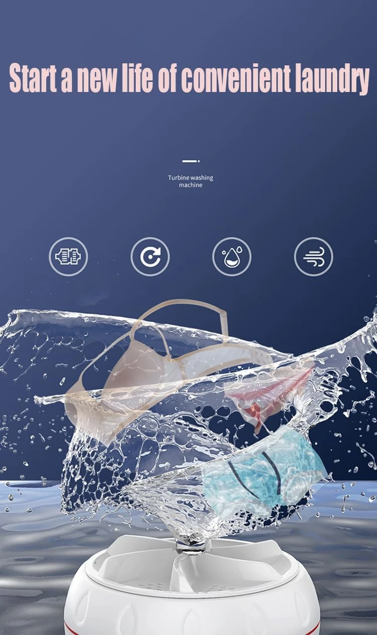 Portable Washing Machine, Ultrasonic Turbine Mini Washing Machine & Dishwasher With Suction Cups For Home Travel College Room RV Apartment, Turbo Washer For Cleaning Sock,Underwear 6 Portable Washing Machine, Ultrasonic Turbine Mini Washing Machine & Dishwasher With Suction Cups For Home Travel College Room RV Apartment, Turbo Washer For Cleaning Sock,Underwear - Image 6