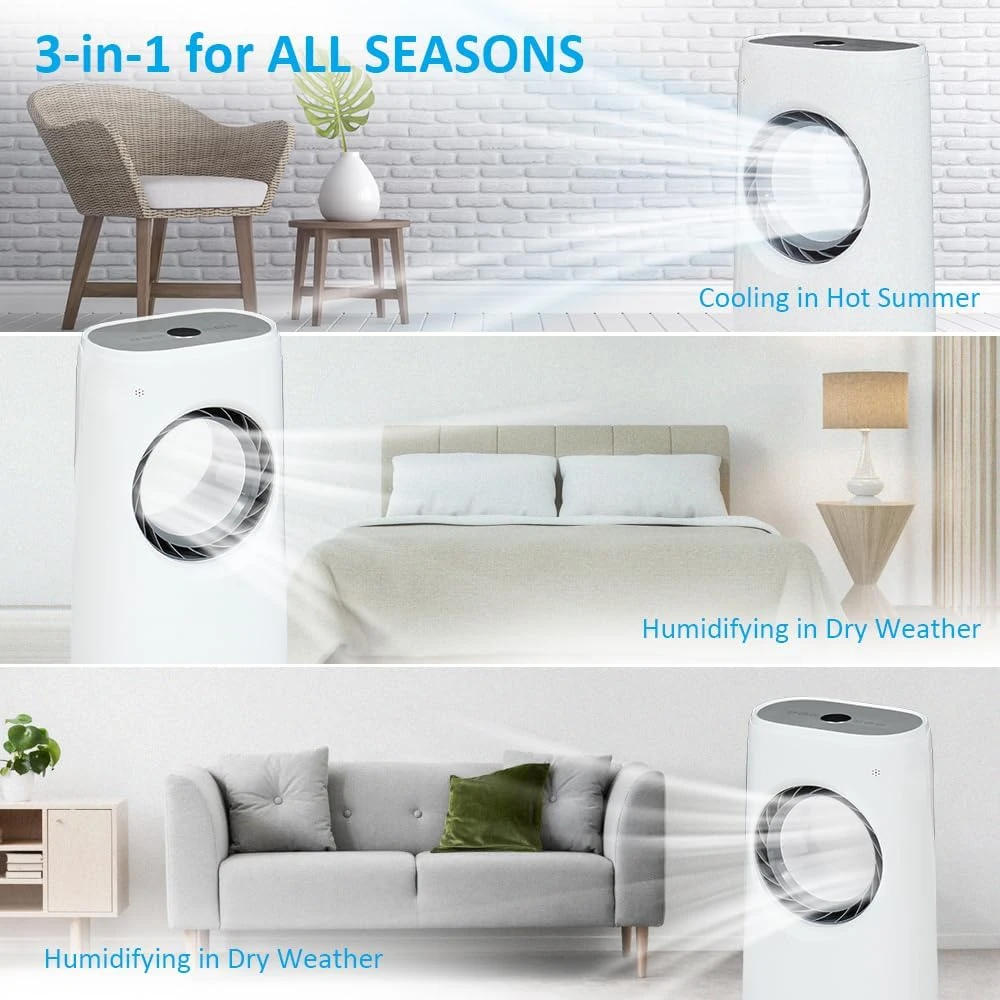 HLXZN Evaporative Air Cooler W/3 Speeds, 8,000 BTU Portable Air Cooler W/Remote Control, 12H Timer Evaporative Cooler W/Remote Control White 3 HLXZN Evaporative Air Cooler W/3 Speeds, 8,000 BTU Portable Air Cooler W/Remote Control, 12H Timer Evaporative Cooler W/Remote Control White - Image 3