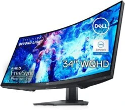 Dell Curved Gaming, 34 Inch Curved Monitor With 144Hz Refresh Rate, WQHD (3440 X 1440) Display, Black - S3422DWG