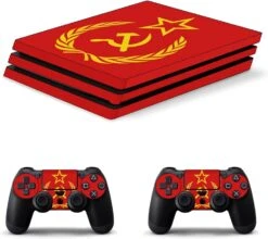 USSR Communism Flag Sticker Skin For PS-4 Slim Console And Controller Full Wrap Skin Protector Cover Compatible With PS-4 Pro -Appliantrix Cheap Store 61pzBCutI2L. AC SL1500