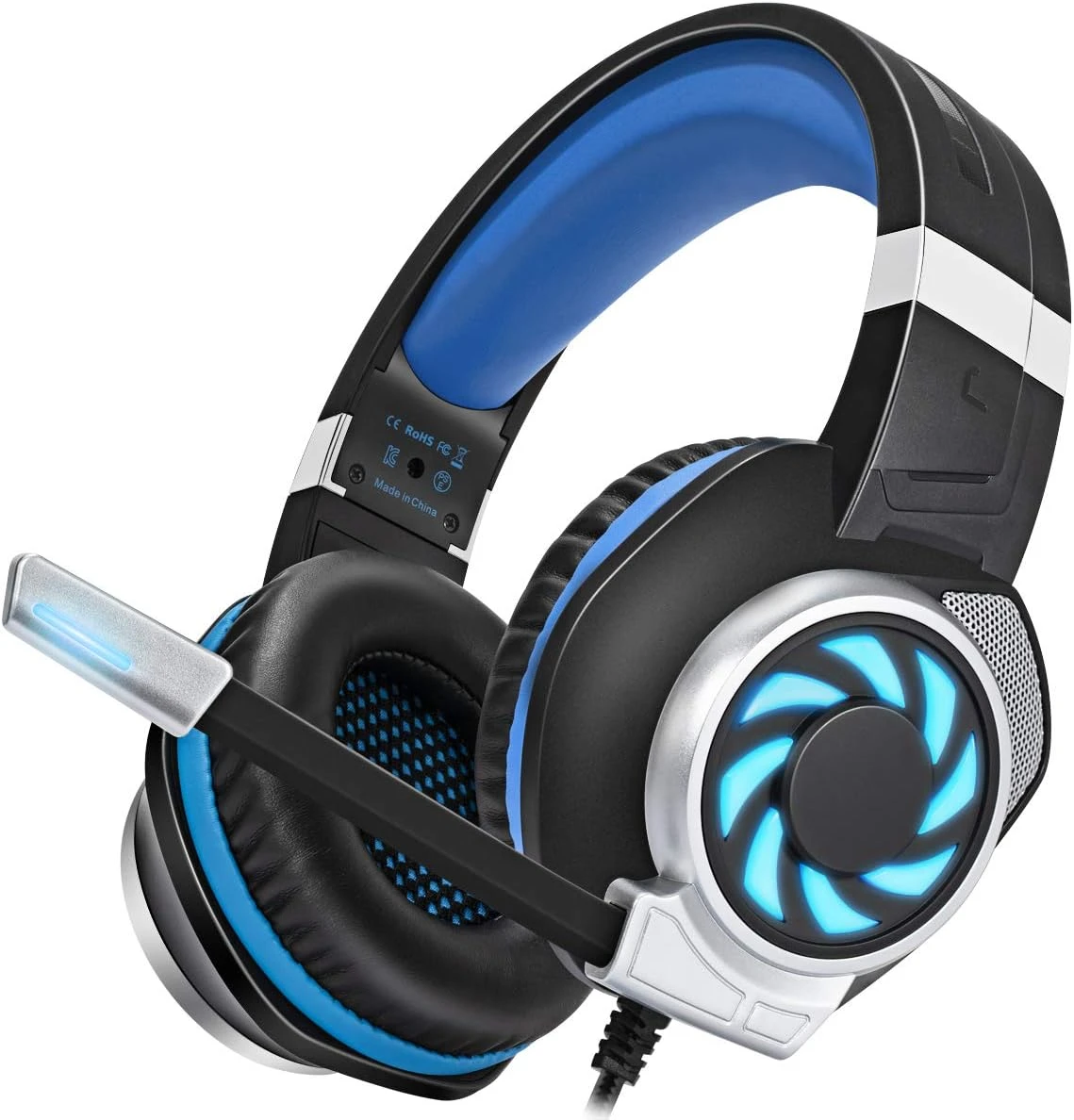 Headsets For Xbox One, PS4, PC, Nintendo Switch, Mac, Gaming Headset With Stereo Surround Sound, Over Ear Gaming Headphones With Noise Canceling Mic, LED Light (Headsets Blue) 1 Headsets For Xbox One, PS4, PC, Nintendo Switch, Mac, Gaming Headset With Stereo Surround Sound, Over Ear Gaming Headphones With Noise Canceling Mic, LED Light (Headsets Blue)