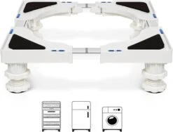 Nefish Mini Fridge Stand Adjustable Refrigerator Stand With 4 Strong Feet Universal Appliance Stand Base Heavy Duty Washer And Dryer Stand Laundry Pedestal Multi-Functional Base (White)