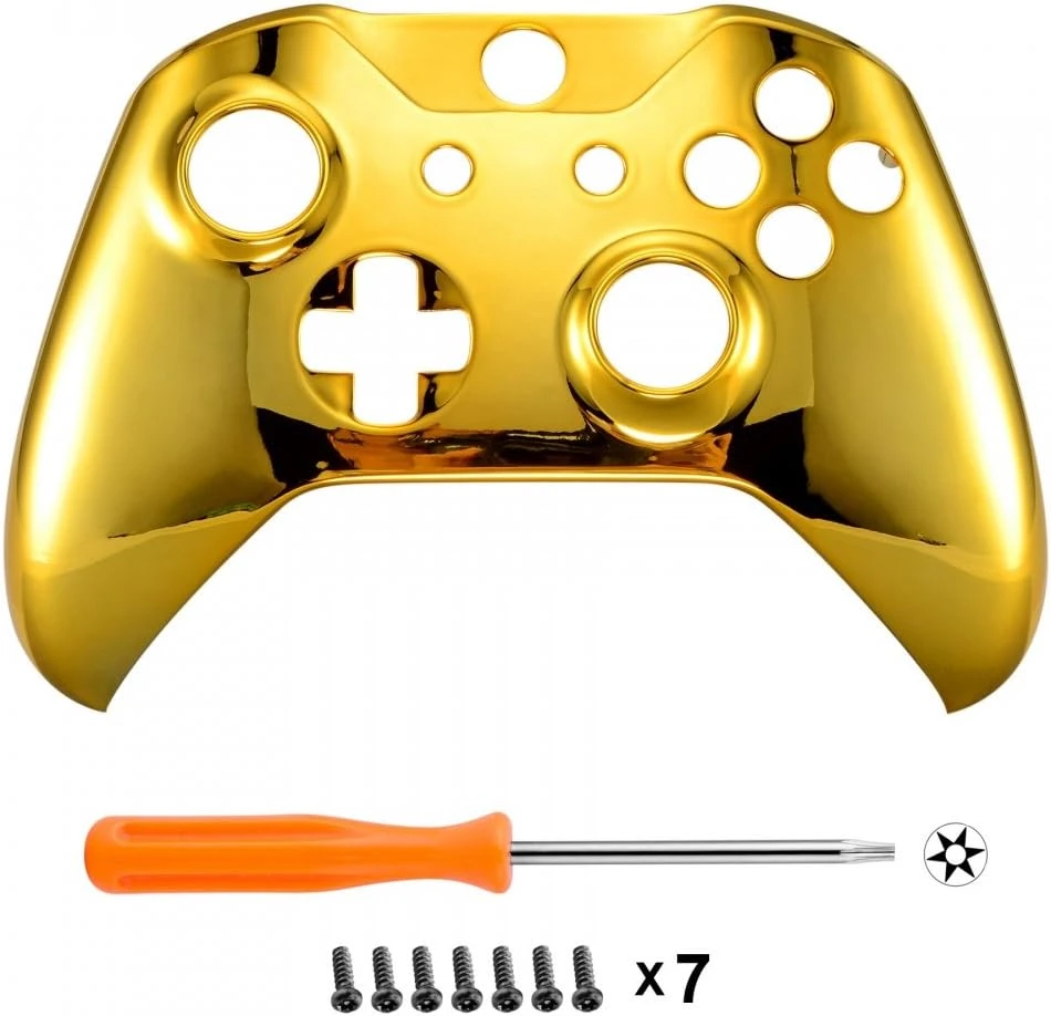 EXtremeRate Chrome Gold Front Housing Shell Faceplate For Xbox One S & Xbox One X Controller - Controller NOT Included 3 EXtremeRate Chrome Gold Front Housing Shell Faceplate For Xbox One S & Xbox One X Controller - Controller NOT Included - Image 3
