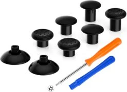 EXtremeRate ThumbsGear Interchangeable Ergonomic Thumbstick For Xbox Series X & S/Xbox One/Xbox One Elite/Xbox One S & X Controller With 3 Height Domed And Concave Grips Adjustable Joystick - Black