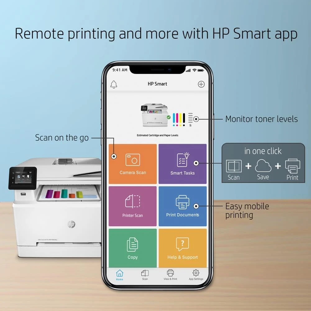 HP Color LaserJet Pro M283fdw Wireless All-in-One Laser Printer, Remote Mobile Print, Scan & Copy, Duplex Printing, Works With Alexa (7KW75A), White 3 HP Color LaserJet Pro M283fdw Wireless All-in-One Laser Printer, Remote Mobile Print, Scan & Copy, Duplex Printing, Works With Alexa (7KW75A), White - Image 3