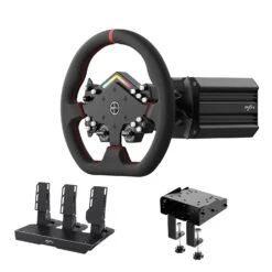 PXN V12 Lite Gaming Steering Wheel - 6Nm Torque Direct Drive Servo Racing Wheel With Pedals, Desktop Mounting Clip, Paddle Shifters, Leather Steering Wheel Cover For PC, PS4, Xbox One, Xbox Series X|S