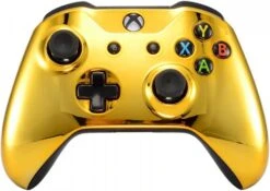 EXtremeRate Chrome Gold Front Housing Shell Faceplate For Xbox One S & Xbox One X Controller - Controller NOT Included